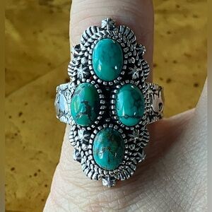 Natural Turquoise Sterling Silver Ring Size 5